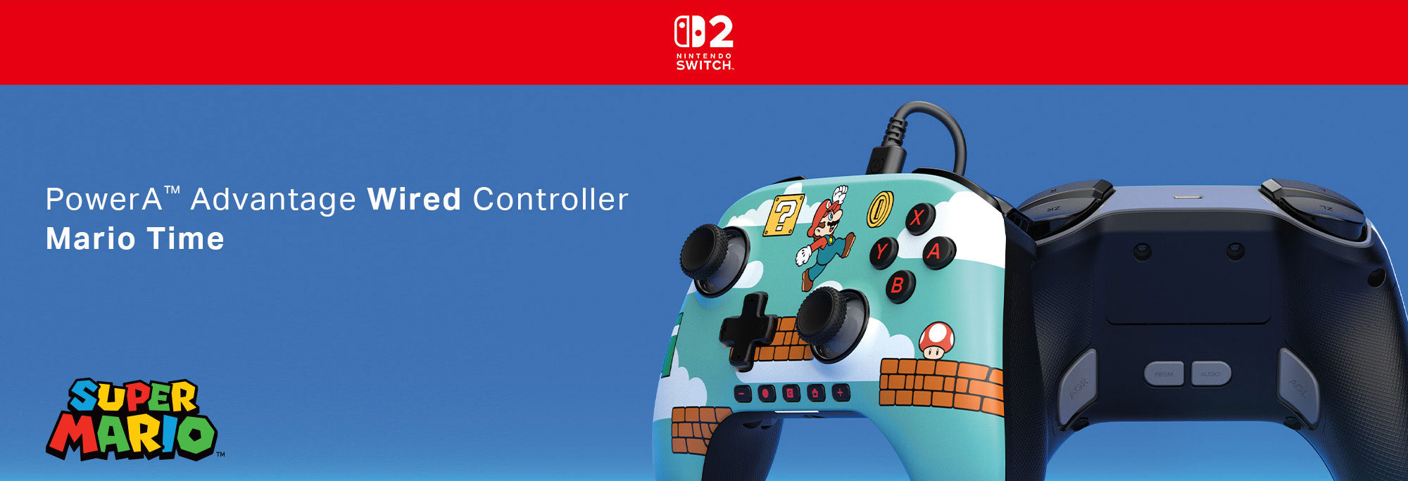 בקר חוטי Advantage עבור Mario Time - Nintendo Switch 2 מבית PowerA